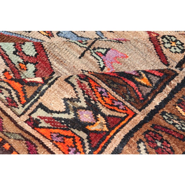 Vintage Turkish Kars Rug With Medallion on a Brown Field With Pops of Color 9'4" X 10'2" For Sale - Image 10 of 10