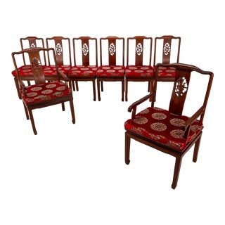 Vintage Chinese Solid Rosewood Ming Style Dinner Chairs- Set of 8 For Sale