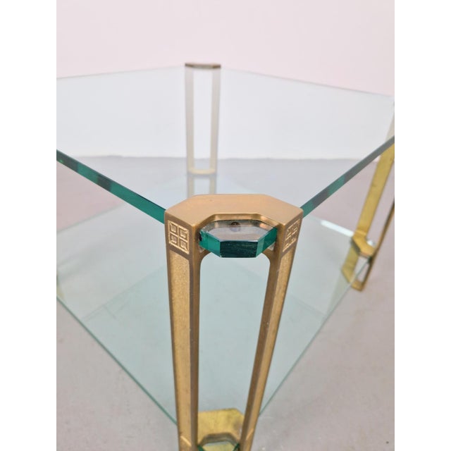 Metal T24 Coffee Table in Brass with Double Glass Tops by Peter Ghyczy, 1970s For Sale - Image 7 of 10