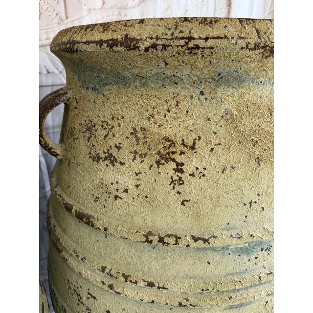Pair of Large Distressed Mediterranean Style Terracotta Olive Jars With Handles For Sale - Image 10 of 15