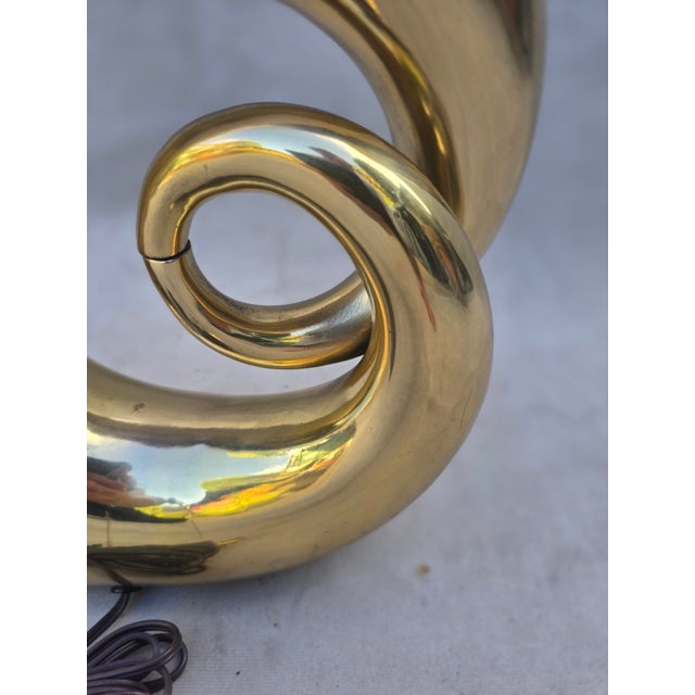 Vintage Solid Brass Swirl Lamp For Sale - Image 9 of 11