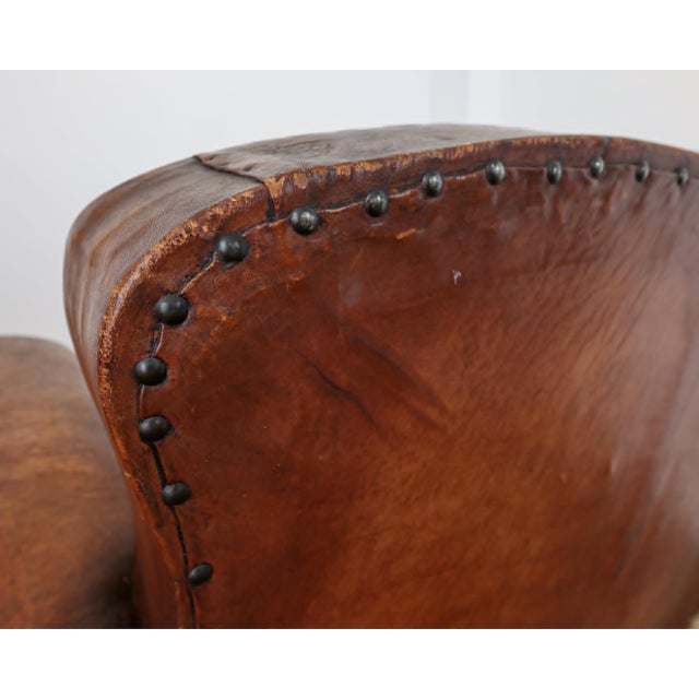 Pair of Antique French Leather Club Chairs - Circa 1920s For Sale - Image 13 of 16