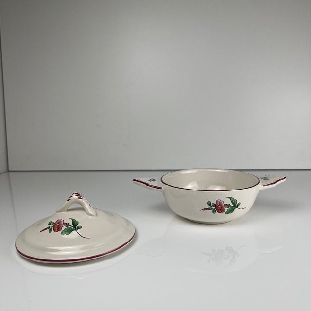 Bowl with ear and lid from the famous KG Luneville earthenware factory – Réverbère model, emblematic pieces of French...