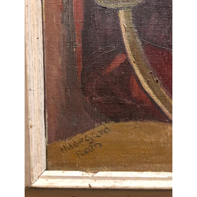 Hildegard Rath, 1950's Expressionist Judaica Painting "I Lit All My Candles" Hanukkah Menorah, 1952 For Sale - Image 4 of 7