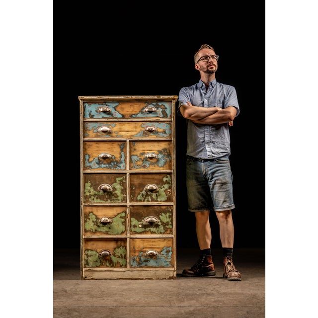 Early Pine Dresser with Distressed Paint For Sale - Image 10 of 10