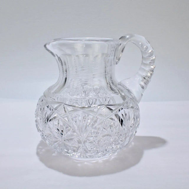 Small Antique Squat Cut Glass Juice or Cocktail Pitcher For Sale In Philadelphia - Image 6 of 13