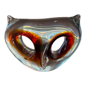 Glass Cat Head Sculpture Attributed to Murano