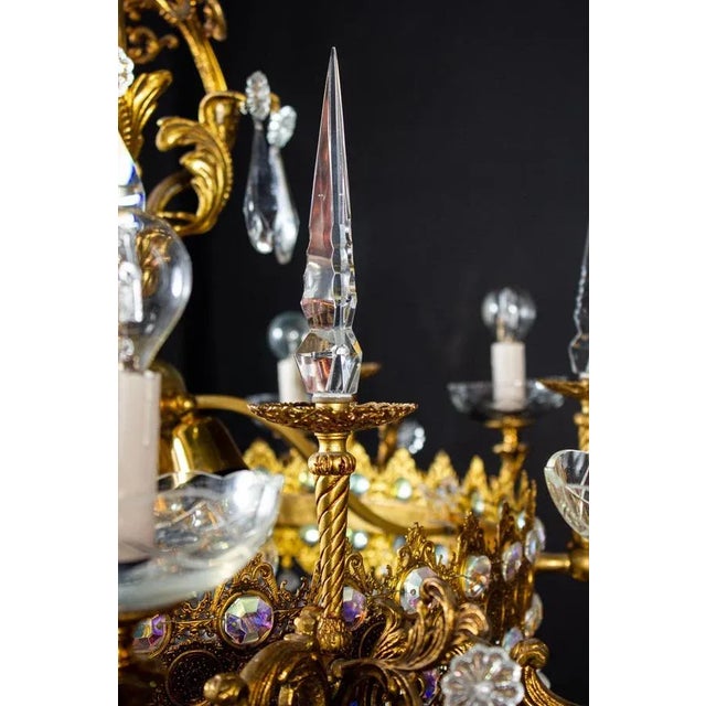 Crystal and Brass Chandelier, Italy, 1930s For Sale - Image 11 of 18