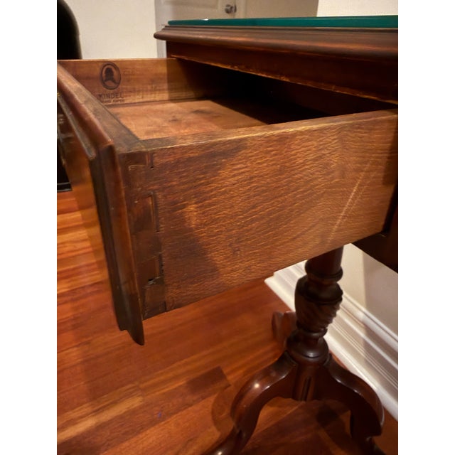 Wood 1940s Kindel Colonial Revival Mahogany Pedestal Side Table With Barley Twist For Sale - Image 7 of 11