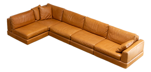Vintage Corner Sofa in Natuzzi Cognac Leather, Italy, 2004, Set of 5