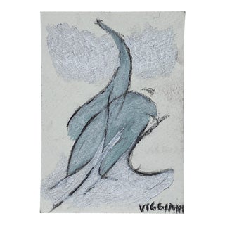 Late 20th Century Charcoal Abstract Drawing Signed Viggiani For Sale