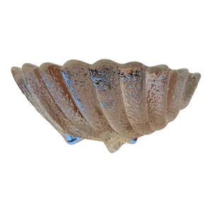 1980s Sculptural Glass Shell Footed Dish