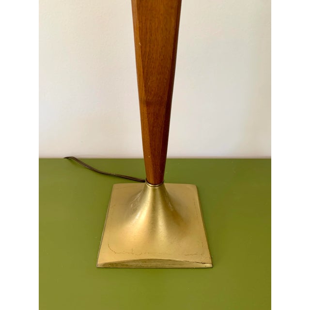 Mid-Century Modern Mid-Century Laurel Co. Teak Brass Tulip Table Lamp For Sale - Image 3 of 6