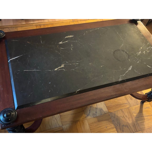 Vintage Baroque Style Black Marble and Turned Leg Cocktail Table For Sale In Kansas City - Image 6 of 11