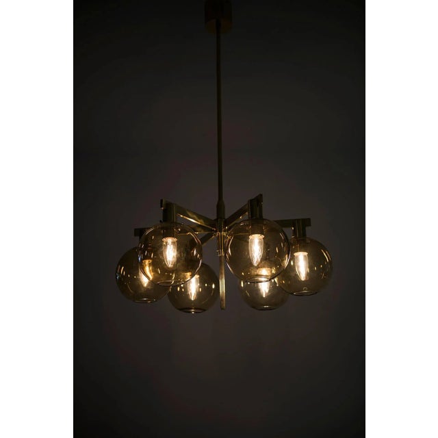 Brass & Glass Ceiling Lamp by Hans-Agne Jakobsson, 1950s For Sale - Image 8 of 11