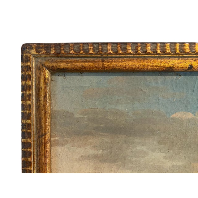 Traditional 19th Century Beautiful Oil Painting of Figures and Vessels on a Lake For Sale - Image 3 of 11