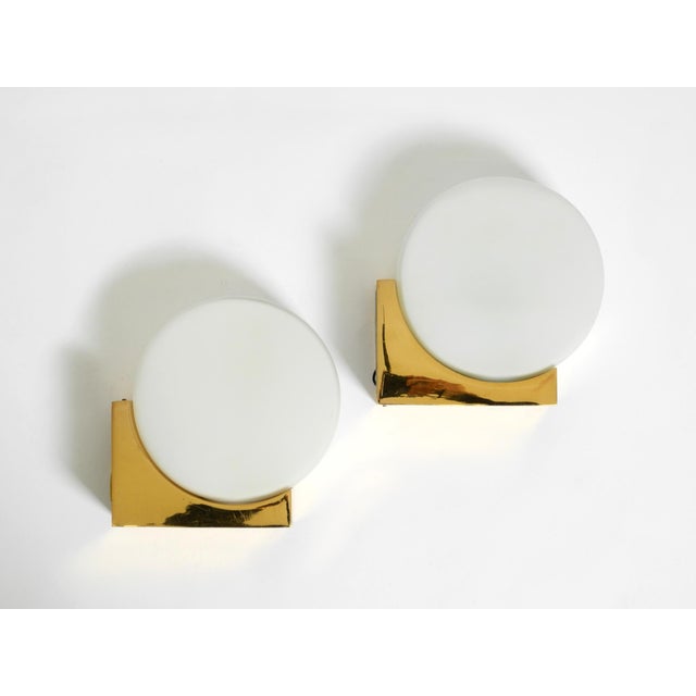 Brass Wall Lamps with Round Glass Shades from Kaiser Leuchten, 1960s, Set of 2 For Sale - Image 10 of 18