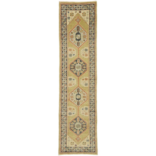 Earth-Tone Turkish Oushak Rug Runner, 02'07 X 10'02 For Sale - Image 9 of 9