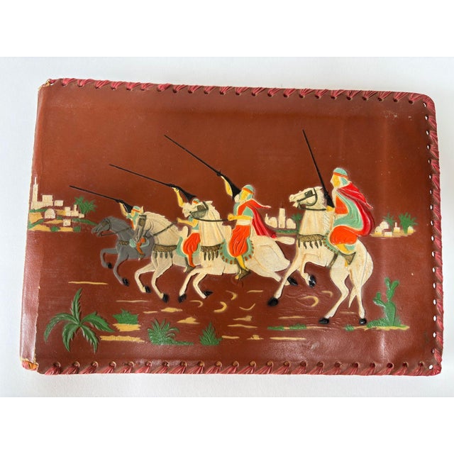 Moroccan Hand-Tooled Leather Photo Album With Fantasia Scene, Circa 1940s For Sale - Image 13 of 14
