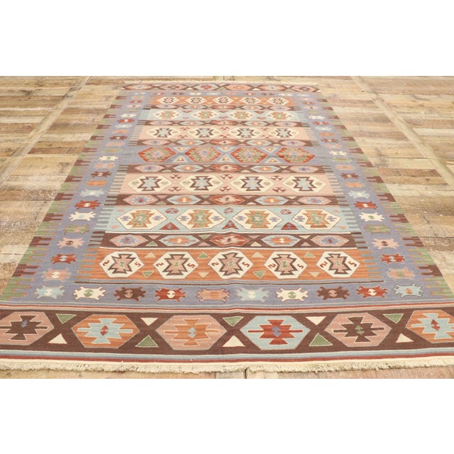 Textile Vintage Persian Shiraz Kilim Rug - 05'07 X 08'07 For Sale - Image 7 of 9