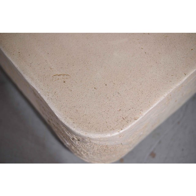 1980s Travertine Effect Cast Fiberglass Rectangular Plinth Coffee Table For Sale - Image 9 of 13