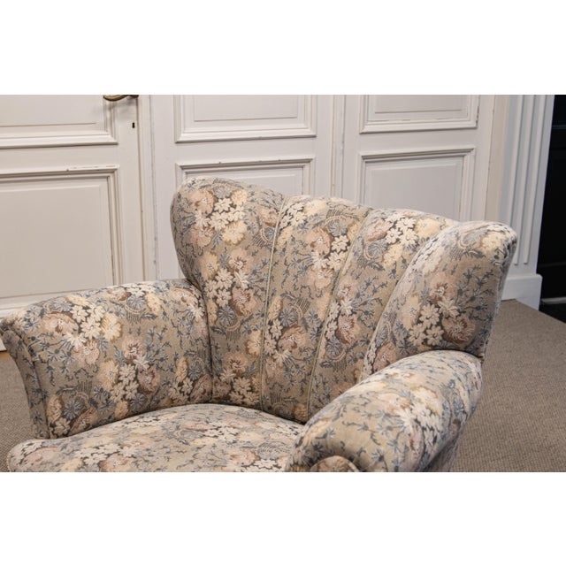 Vintage Danish Wingback Chair with Jacquard Fabric, 1940s For Sale - Image 12 of 13