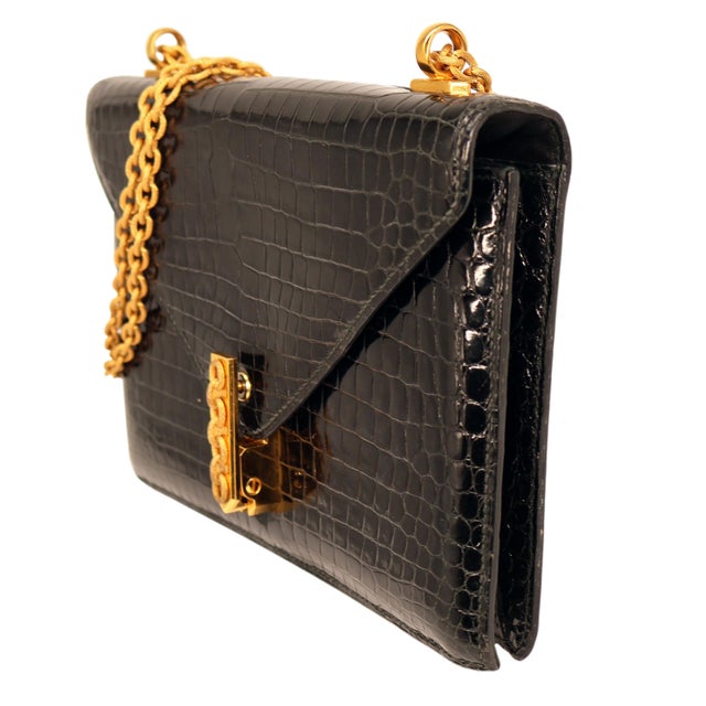 Hermès Hermès Black Porosus Crocodile Alcazar Top Handle Shoulder Bag, 1980. For Sale - Image 4 of 11