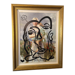 1970s Peter Keil Original Abstract Portrait Painting, Framed
