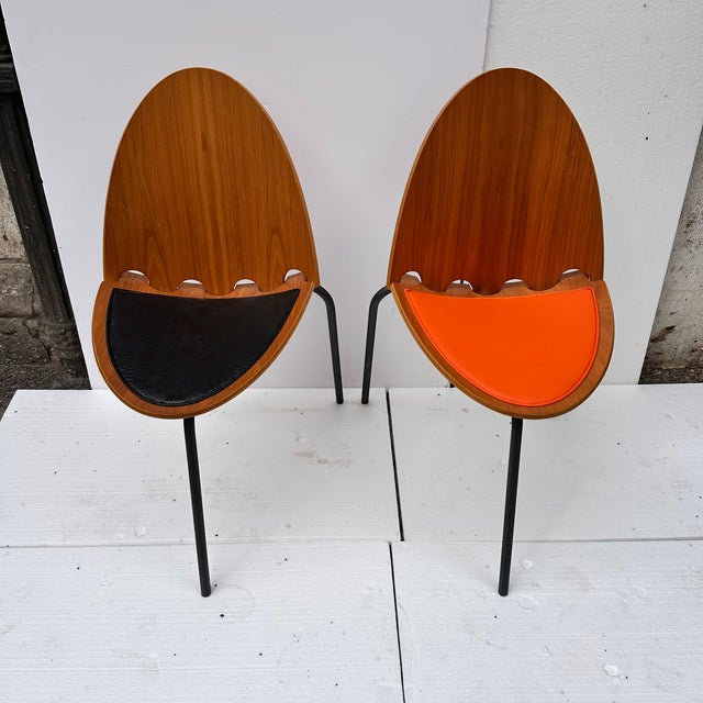 Black A6 Chairs in Wood and Leather by Joseph-André Motte for Steiner, France, 2000s, Set of 6 For Sale - Image 8 of 18
