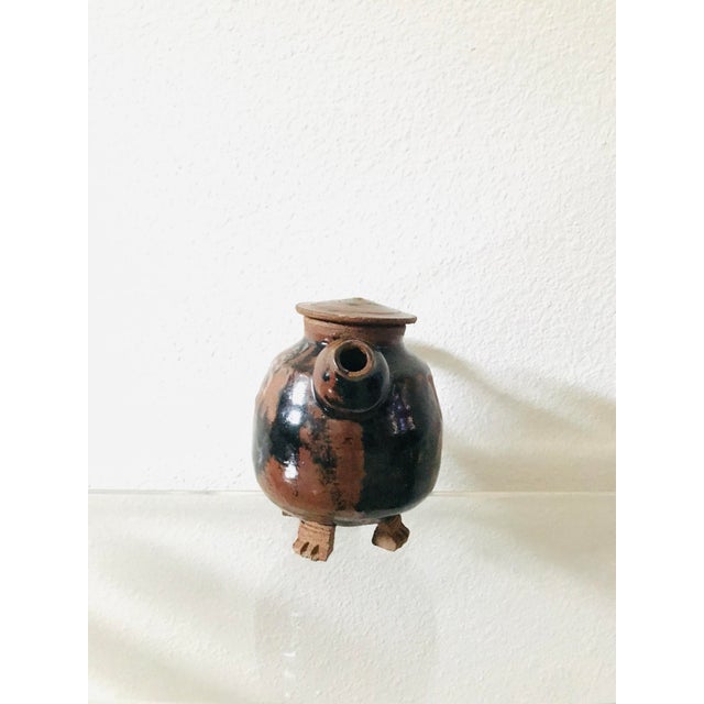 Signed Quirky Studio Pottery Tea Pot With Feet For Sale - Image 9 of 12