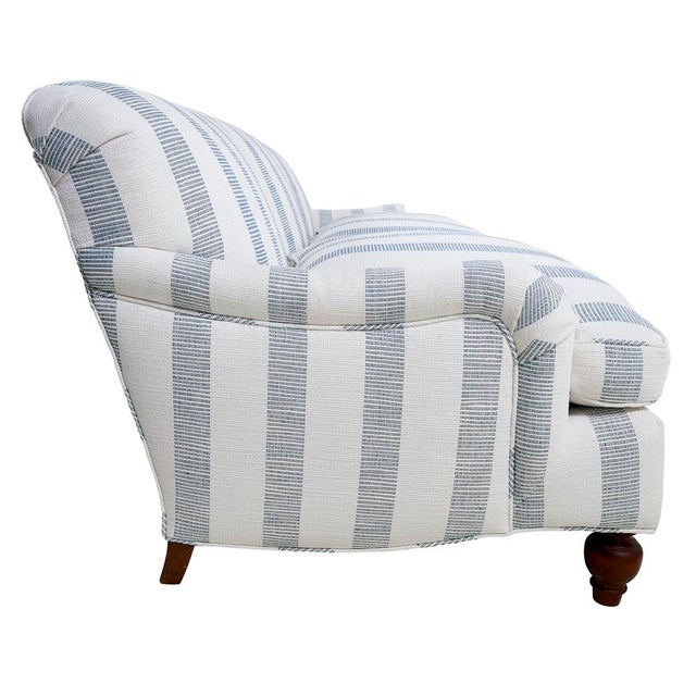 Blue 21st Century Jonas Sofa Newly Upholstered in Schumacher Fabric For Sale - Image 8 of 9