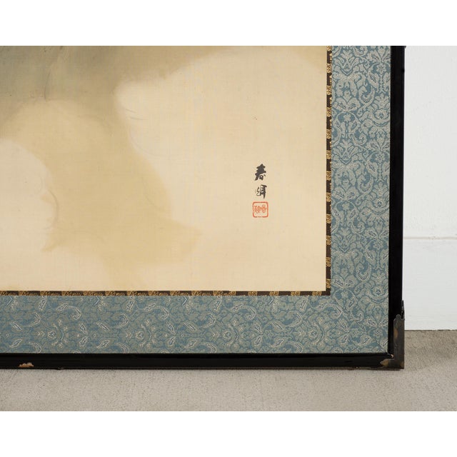 Japanese Taisho Two-Panel Landscape Screen Traveler Waystation For Sale In Sacramento - Image 6 of 18
