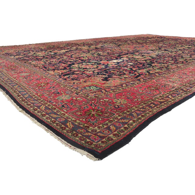 78201 Antique Persian Malayer Rug, 12'08 x 20'05. The Midnight Reverie: An Antique Persian Malayer Masterpiece of Noble...