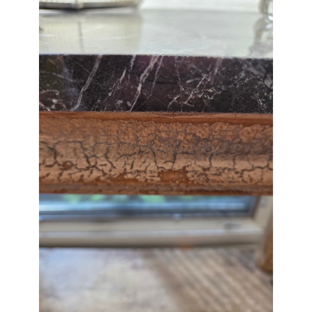 Charlie Trotter's Restaurant Auction Provenance Neoclassical Carved Console With Inset Black Marble Top For Sale - Image 9 of 9