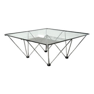 Chrome & Glass Geometric Coffee Table For Sale