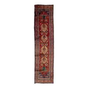 Vintage Persian Heriz Red Wool Rug With Tribal Design