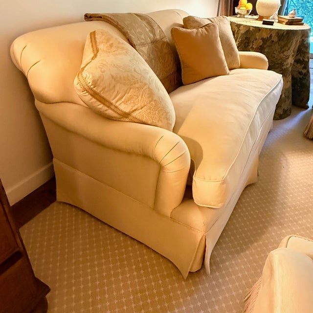English Petite Bench Seat Sofa For Sale - Image 3 of 14