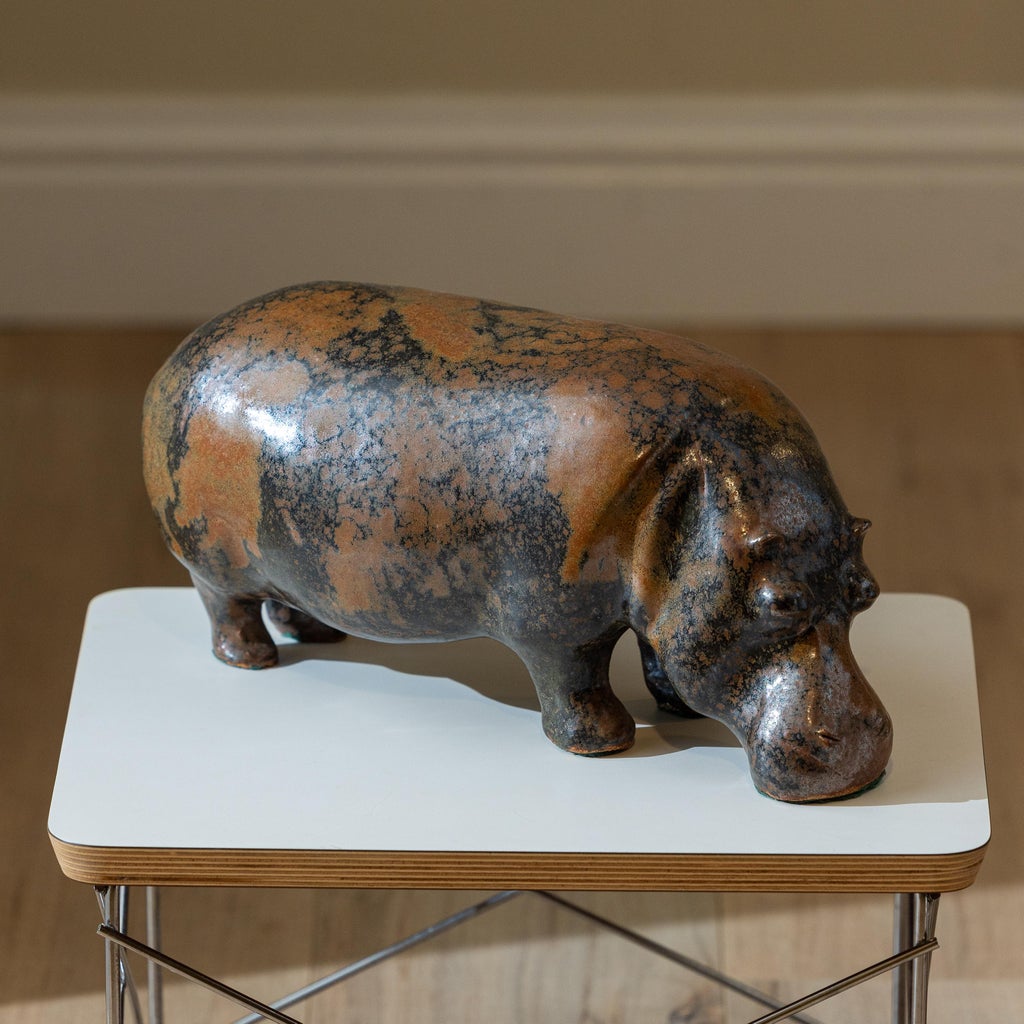 Large Mid-Century Studio Ceramic Hippo by Loet Vanderveen, C