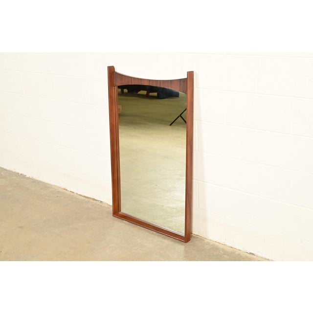 1960s Kent Coffey Perspecta Mid-Century Modern Sculpted Walnut and Rosewood Framed Wall Mirror, 1960s For Sale - Image 5 of 12