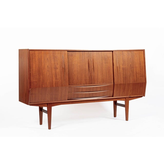 Mid-Century Danish Modern Teak High Sideboard or Bar Cabinet 1960s For Sale - Image 12 of 17