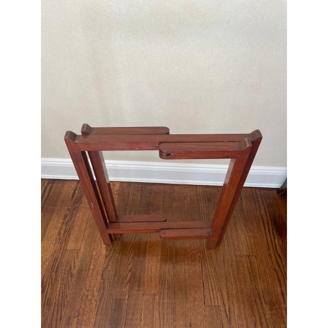 Etched Enamel Brass Tray Table For Sale In New York - Image 6 of 9