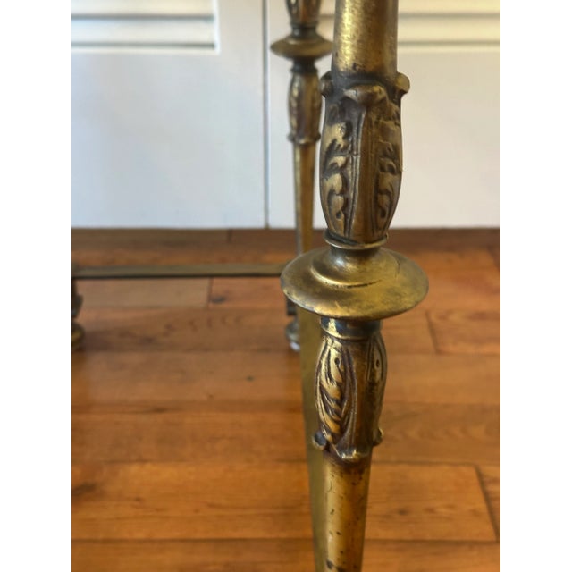 Metal Vintage Italian Portoro Marble Top SideTables With Ornate Gilded Metal Bases - Pair For Sale - Image 7 of 15