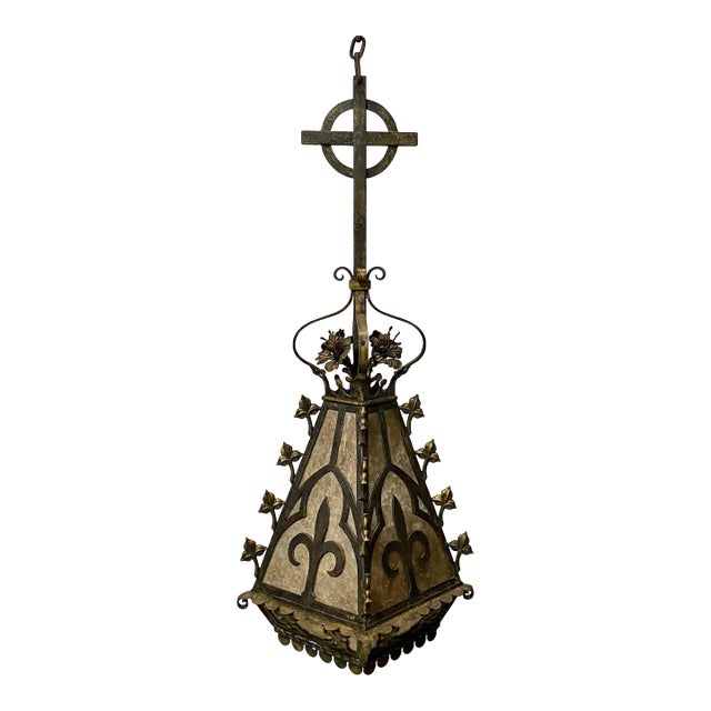 Large French Wrought Iron and Mica Church Lantern, 19th Century For Sale