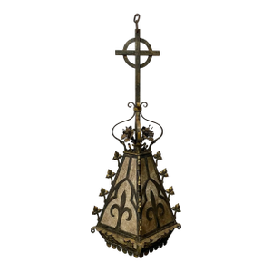 Large French Wrought Iron and Mica Church Lantern, 19th Century