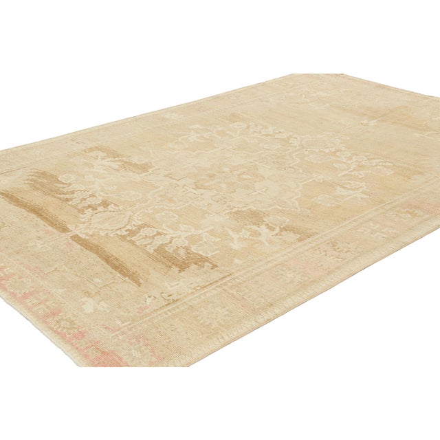 Rug & Kilim Vintage Oushak Rug, Cream With Medallion and Floral Patterns - Rug & Kilim For Sale - Image 4 of 7