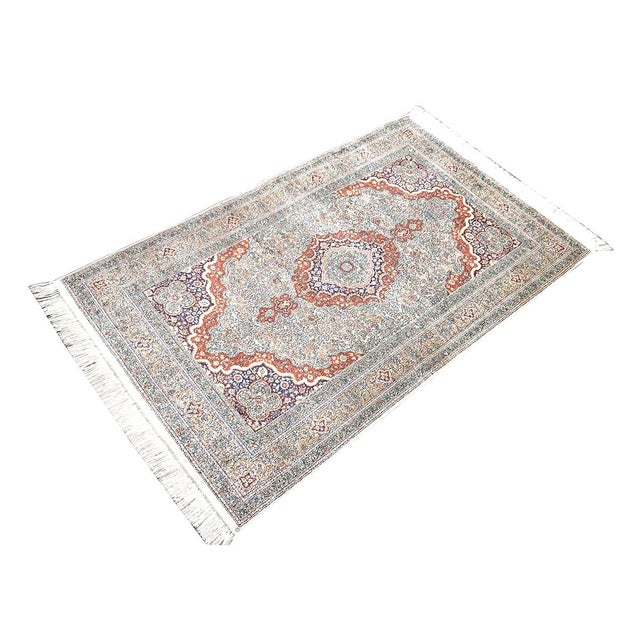 Persian Vintage Sino-Persian Hereke Silk 3x5 Ivory, Red & Purple Handmade Area Rug #1144265 For Sale - Image 3 of 16