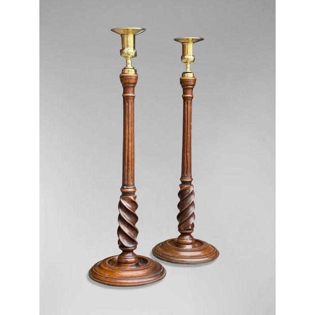 19th Century Scottish Mahogany & Brass Candleholders, 1830s, Set of 2 For Sale - Image 6 of 6