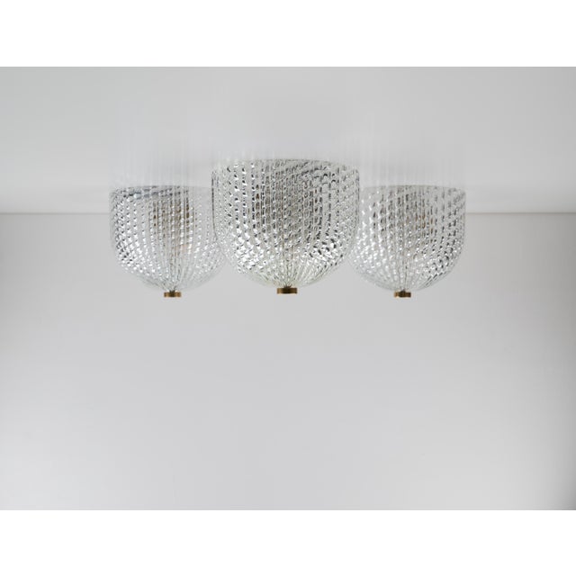 Murano Glass Ceiling Lamp from Venini, 1940s, Set of 3 For Sale - Image 11 of 11