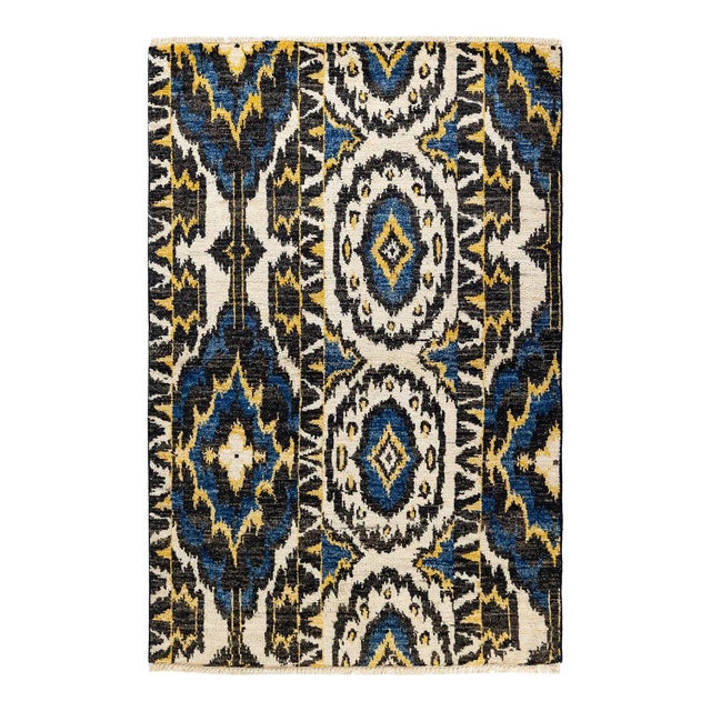 Modern Hand Knotted Area Rug, Black - 4' 1" x 6' 2" For Sale - Image 9 of 9