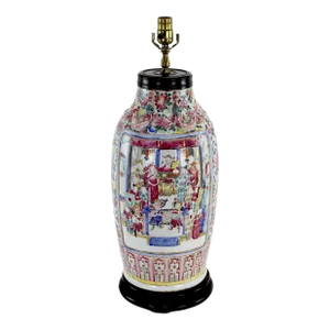 Chinese Late 19th Century Famille Rose Vase Table Lamp
